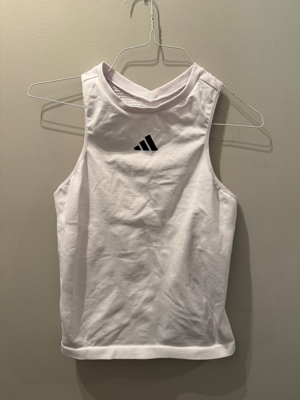 adidas White Sleeveless Training Tank with Black Logo